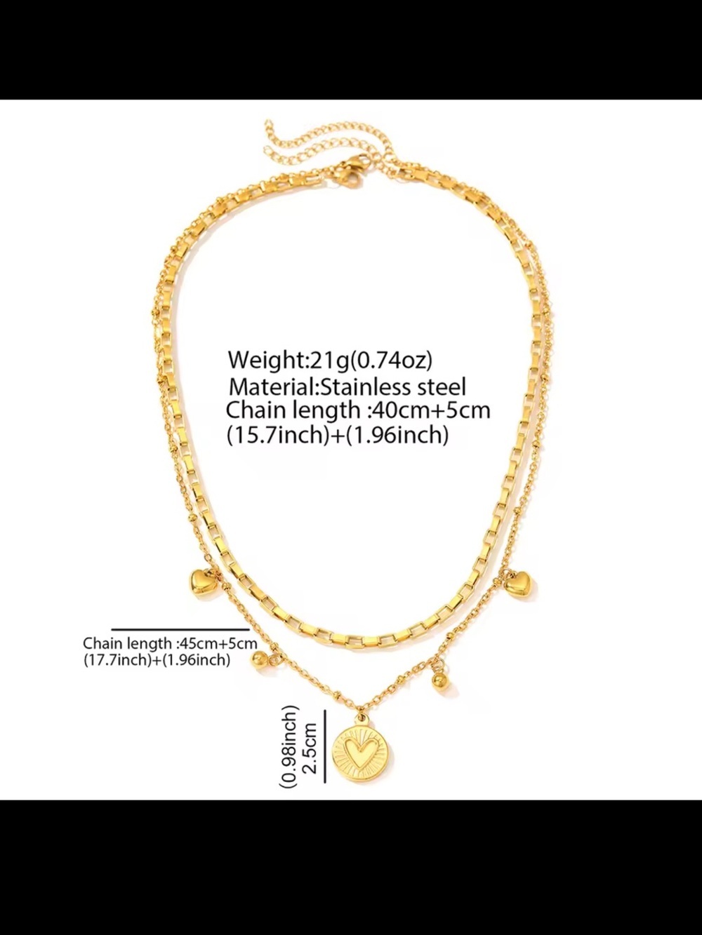 Gold Layered Heart & Medallion Necklace - Picture 8 of 8